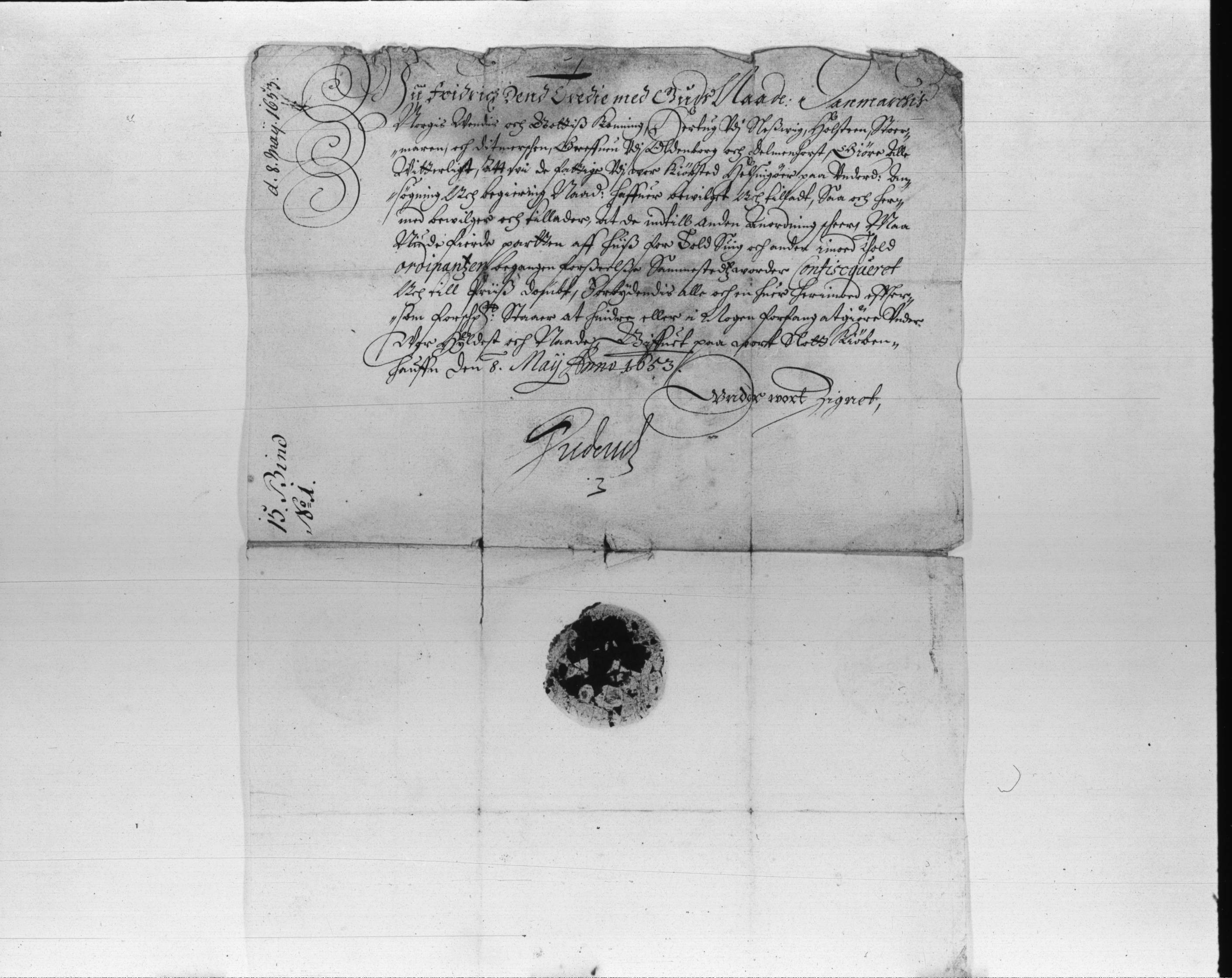 Sound Toll Registers 1653 confiscation decree for the poor of Helsingör